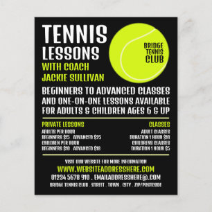 Tennis Ball, Tennis Lessons/Classes Advertising Flyer