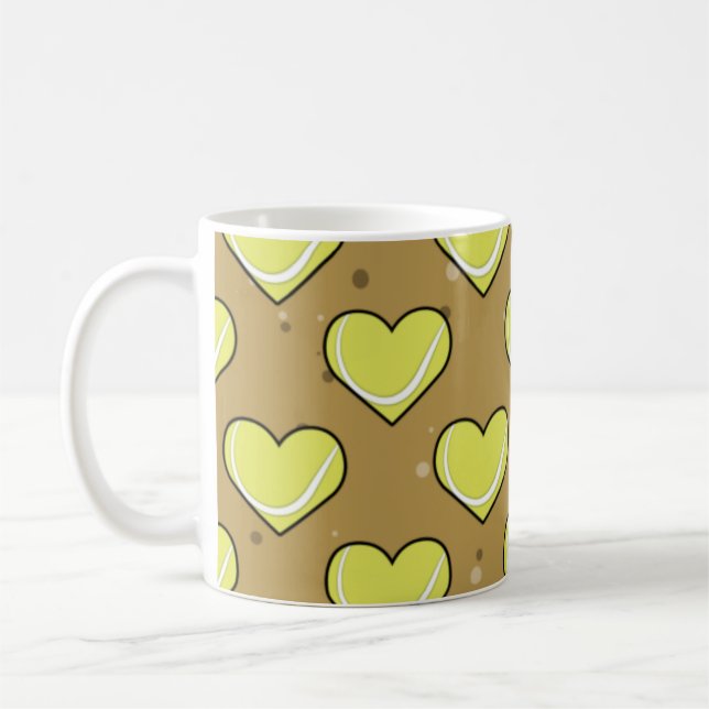 Tennis Ball Texture In Heart Shape - Pattern Coffee Mug (Left)