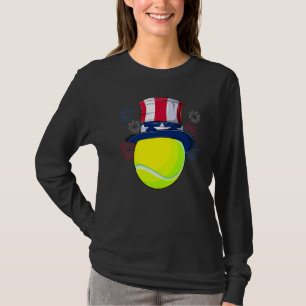 Tennis Ball & Uncle Sam Hat American Flag 4th Of J T-Shirt