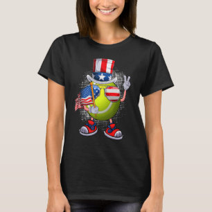 Tennis Ball & Uncle Sam Hat American Flag 4th Of J T-Shirt