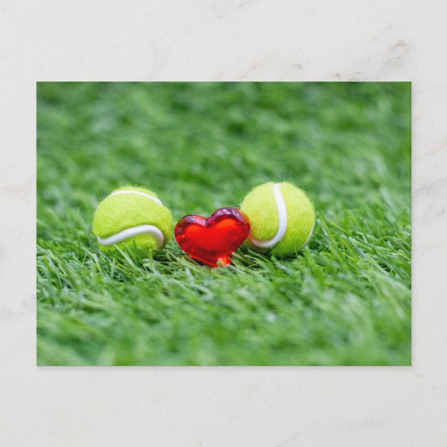 Tennis ball Valentine's Day with heart Holiday Postcard (Front)