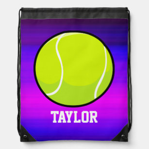Tennis Ball; Vibrant Violet Blue and Magenta Drawstring Bag