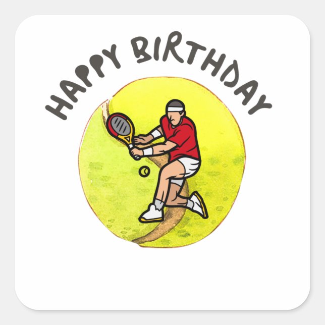 Tennis ball with  Birthday Player on Ball  Square Sticker (Front)
