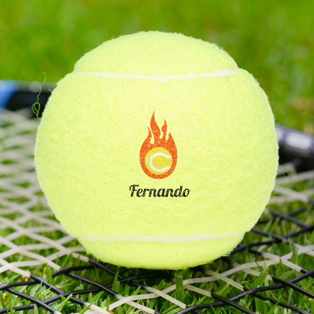 Tennis Ball with Fire Logo Custom Name (Creator Uploaded)