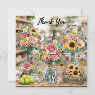 Tennis ball with flowers from tennis player thank you card