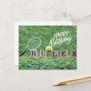 Tennis ball with Happy Birthday with love Postcard