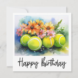 Tennis ball with lots of flower for birthday  card