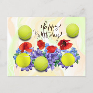 Tennis ball with lots of flower for birthday  card