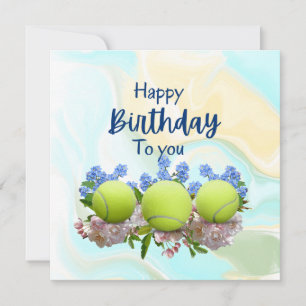 Tennis ball with lots of flower for birthday  card