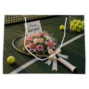 Tennis ball with lots of flower for birthday card large gift bag