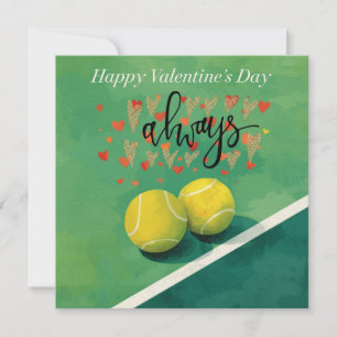 Tennis ball with LOVE on blue court Holiday Card
