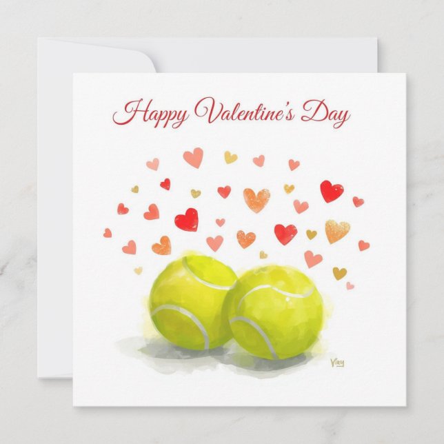 Tennis ball with  LOVE on blue court Holiday Card (Front)