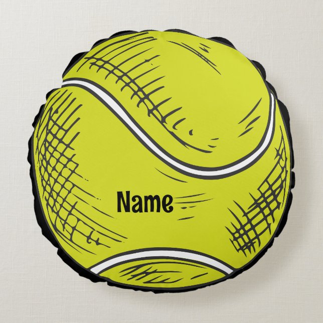 Tennis Ball with name for tennis player Round Cushion (Front)