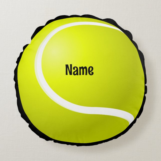 Tennis Ball with name  Round Cushion (Front)