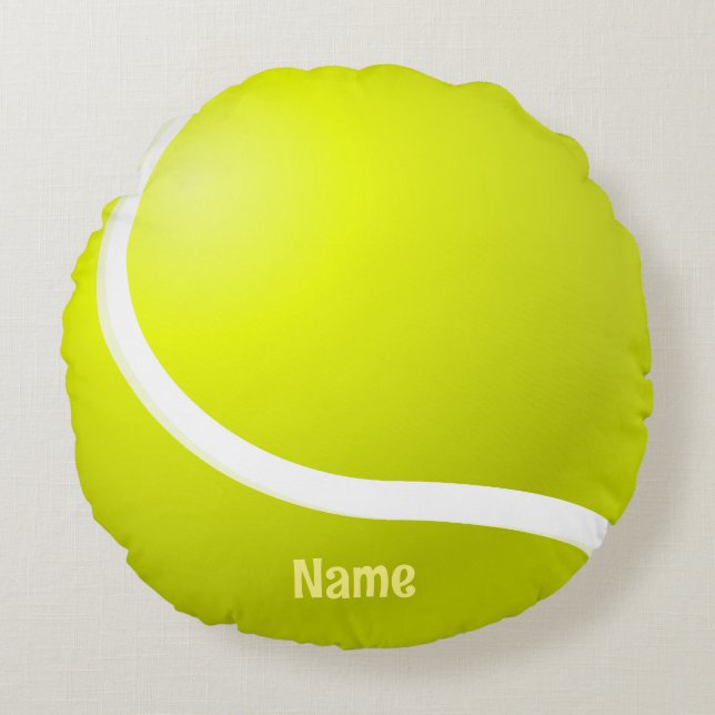 Tennis Ball with name  Round Cushion (Front)