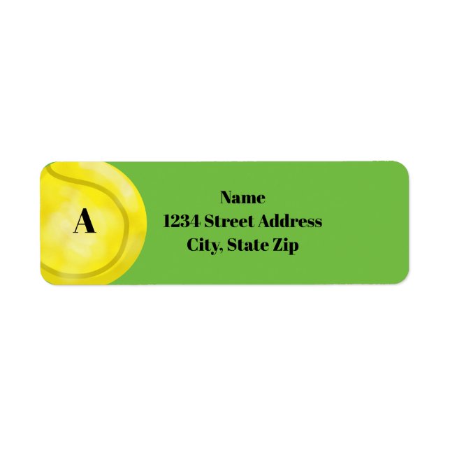Tennis Ball With Personal Initial Address Labels   (Front)