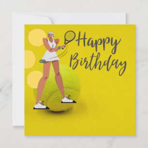 Tennis ball with racket on yellow  card