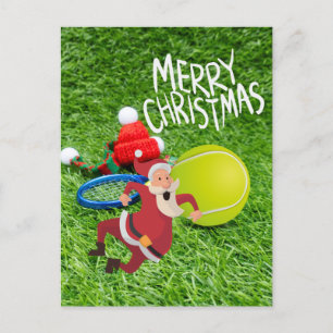 Tennis ball with Santa Claus Merry Christmas  Postcard