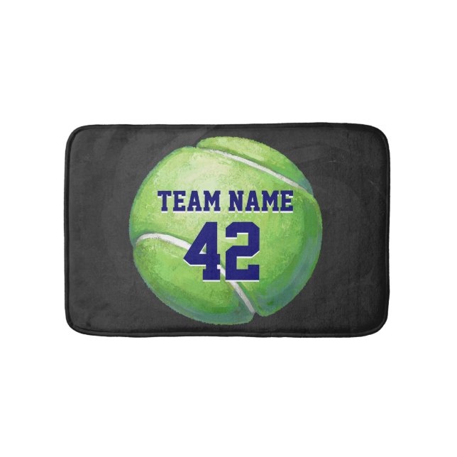 Tennis Ball with Team Name and Number Bath Mat (Front)