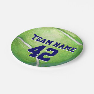 Tennis Ball with Team Name and Number Paper Plate