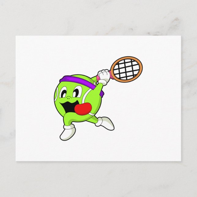 Tennis ball with Tennis racket Postcard (Front)