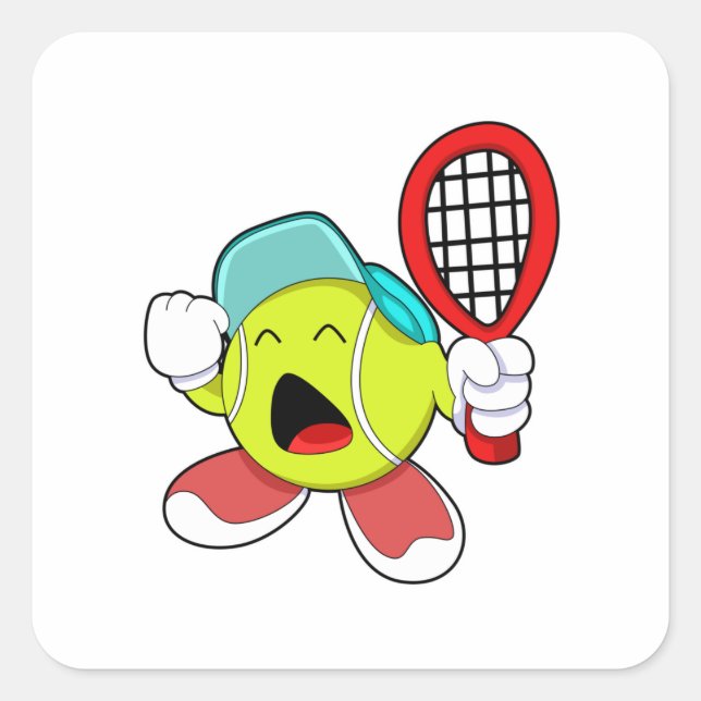 Tennis ball with Tennis racket Square Sticker (Front)