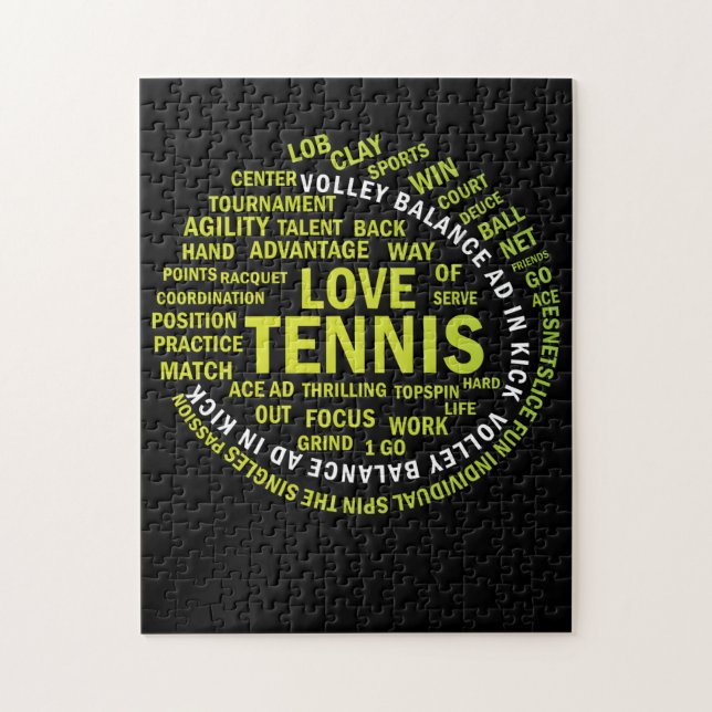 Tennis Ball Word Cloud Cool Tennis Players Jigsaw Puzzle (Vertical)
