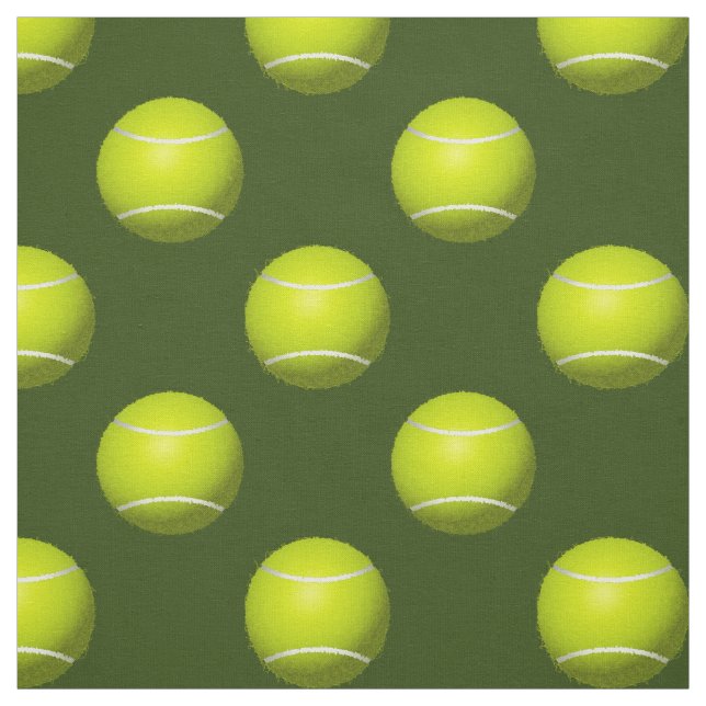 Tennis Balls on green pattern fabric (Swatch)
