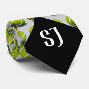 Tennis Balls Pattern Monogram Sport Tie