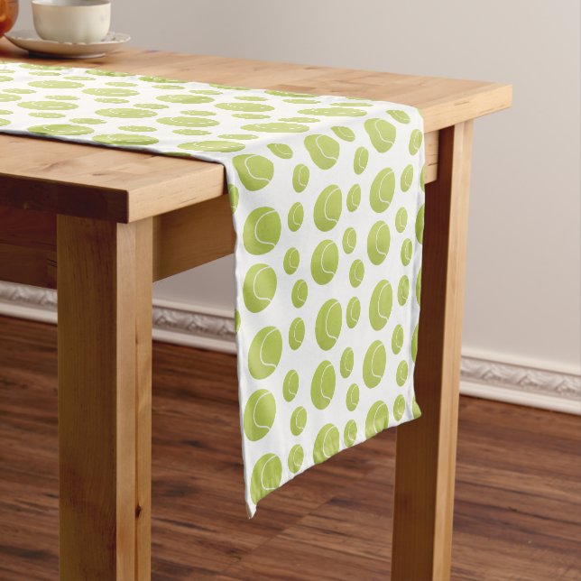 tennis balls pattern short table runner (In Situ)