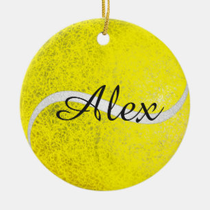 Tennis balls personalised name ceramic ornament
