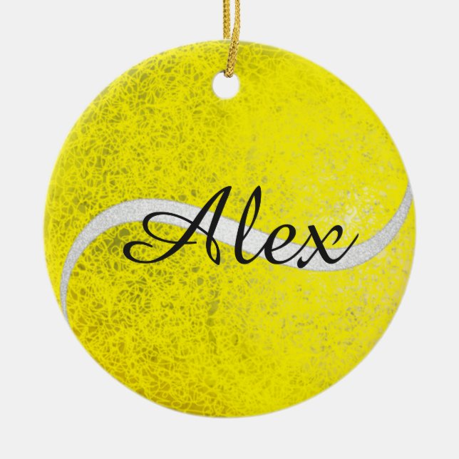 Tennis balls personalised name ceramic ornament (Front)