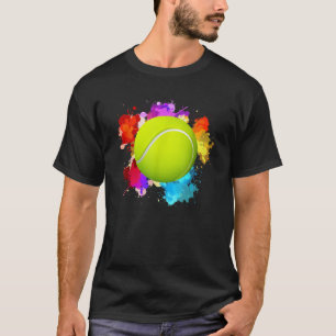 Tennis Balls Racket Sport Watercolor Art Teenager T-Shirt
