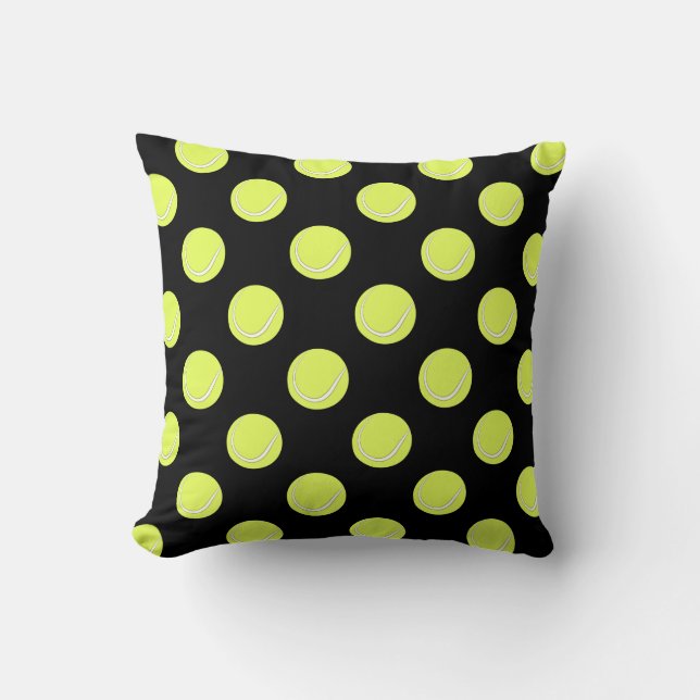 Tennis Balls Seamless Pattern on Black Background Cushion (Front)