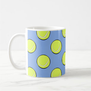 Tennis Balls Seamless Pattern on Blue Background Coffee Mug
