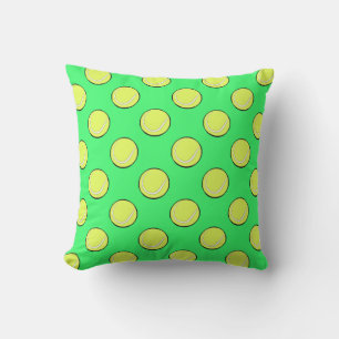 Tennis Balls Seamless Pattern on Green Background Cushion