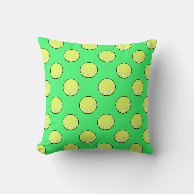 Tennis Balls Seamless Pattern on Green Background Cushion (Front)