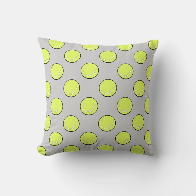 Tennis Balls Seamless Pattern on Grey Background Cushion (Front)