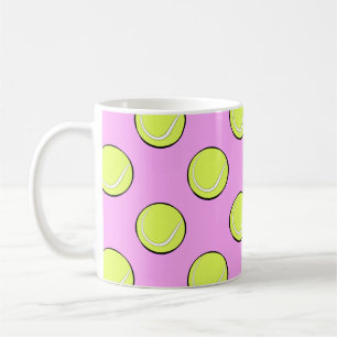 Tennis Balls Seamless Pattern on Pink Background  Coffee Mug