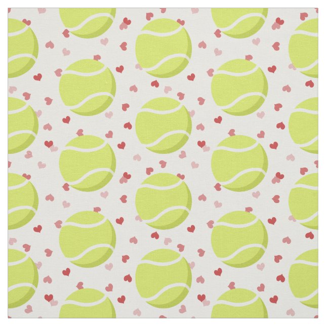 tennis balls with tiny hearts pattern sports fabric (Swatch)