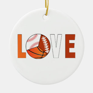 Tennis Basketball Baseball Football Lover Ceramic Ornament