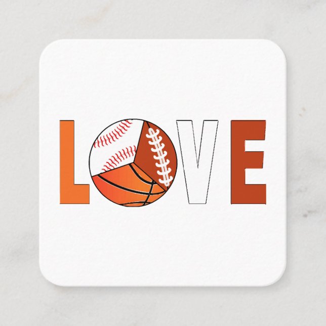 Tennis Basketball Baseball Football Lover Square Business Card (Front)