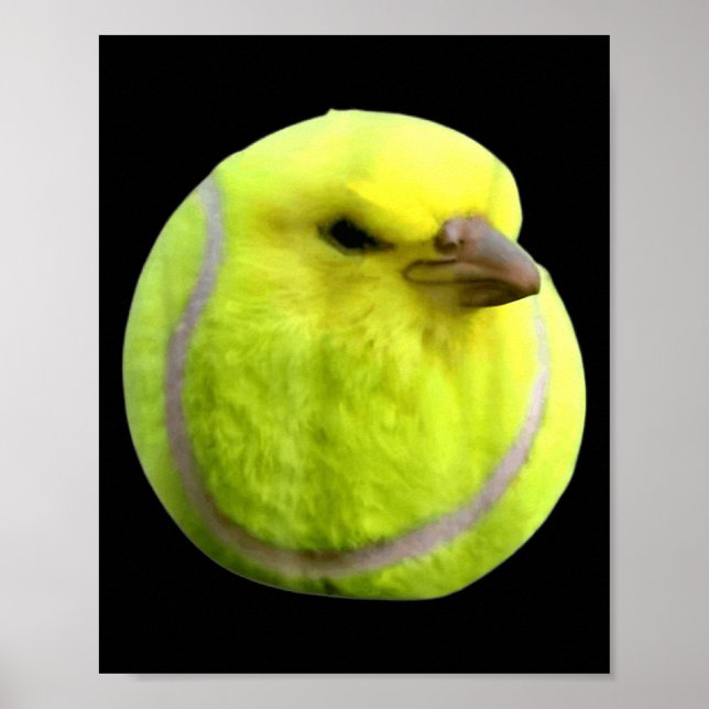 Tennis Bird Meme Round Budgie Tennis Ball  Poster (Front)