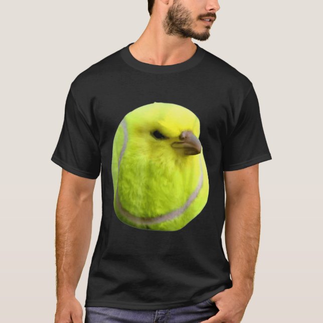 Tennis Bird Meme Round Budgie Tennis Ball  T-Shirt (Front)