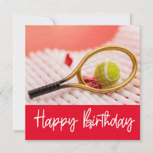 Tennis Birthday Card with ball for player 