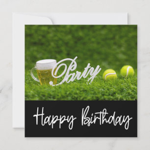 Tennis Birthday Card with ball for player 