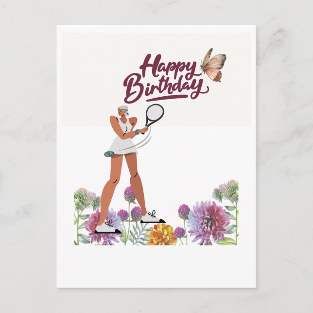 Tennis Birthday for Woman Player  Postcard (Front)