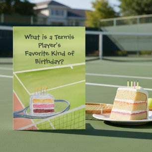 Tennis Birthday Funny Cake Served on Tennis Racket Card