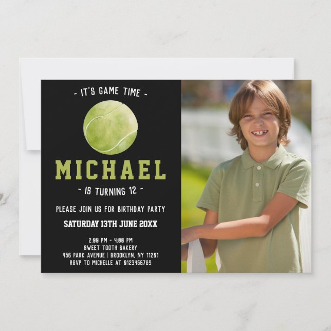 Tennis Birthday Invitation (Front)