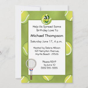 Tennis Birthday Invitations